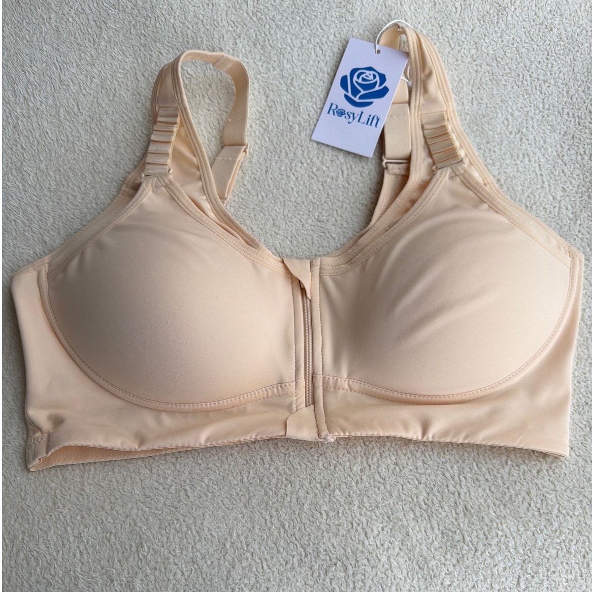 Rosylift Bra Xl-Up Beige Wireless Padded Adjustable Nursing Front Zip Lot Of 2